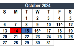 District School Academic Calendar for Chisholm Ridge for October 2024
