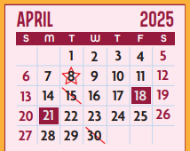 District School Academic Calendar for E P H S - C C Winn Campus for April 2025
