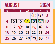District School Academic Calendar for Pete Gallego Elementary for August 2024