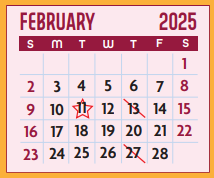 District School Academic Calendar for Early Childhood Center for February 2025