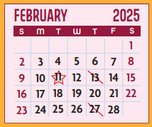 District School Academic Calendar for Language Development Center for February 2025