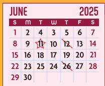 District School Academic Calendar for Nellie Mae Glass Elementary for June 2025