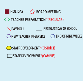 District School Academic Calendar Legend for Eagle Pass Junior High