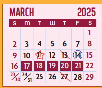 District School Academic Calendar for E P H S - C C Winn Campus for March 2025