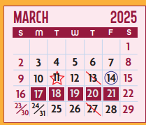 District School Academic Calendar for Early Childhood Center for March 2025