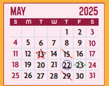 District School Academic Calendar for Pete Gallego Elementary for May 2025