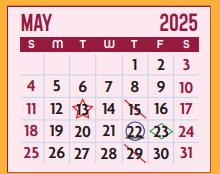 District School Academic Calendar for Daep for May 2025