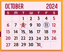District School Academic Calendar for Nellie Mae Glass Elementary for October 2024