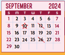 District School Academic Calendar for Early Childhood Center for September 2024