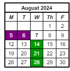District School Academic Calendar for Prince Chapman Academy for August 2024