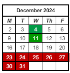 District School Academic Calendar for Prince Chapman Academy for December 2024