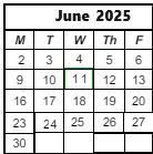 District School Academic Calendar for Prince Chapman Academy for June 2025