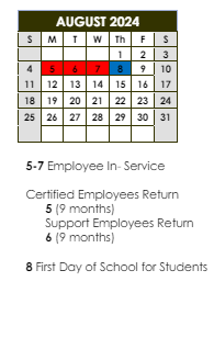 District School Academic Calendar for Broadmoor Senior High School for August 2024