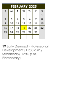 District School Academic Calendar for Claiborne Elementary School for February 2025