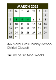 District School Academic Calendar for Mckinley Senior High School for March 2025