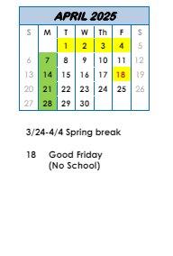 District School Academic Calendar for Avilla Elem & Middle Sch for April 2025