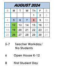District School Academic Calendar for Avilla Elem & Middle Sch for August 2024
