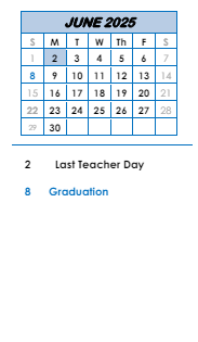 District School Academic Calendar for Avilla Elem & Middle Sch for June 2025
