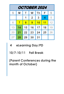 District School Academic Calendar for Avilla Elem & Middle Sch for October 2024