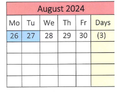 District School Academic Calendar for Agnes B. Hennessey School for August 2024