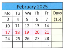 District School Academic Calendar for Agnes B. Hennessey School for February 2025