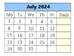 District School Academic Calendar for Agnes B. Hennessey School for July 2024