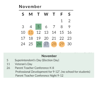 District School Academic Calendar for Ramapo High School for November 2024