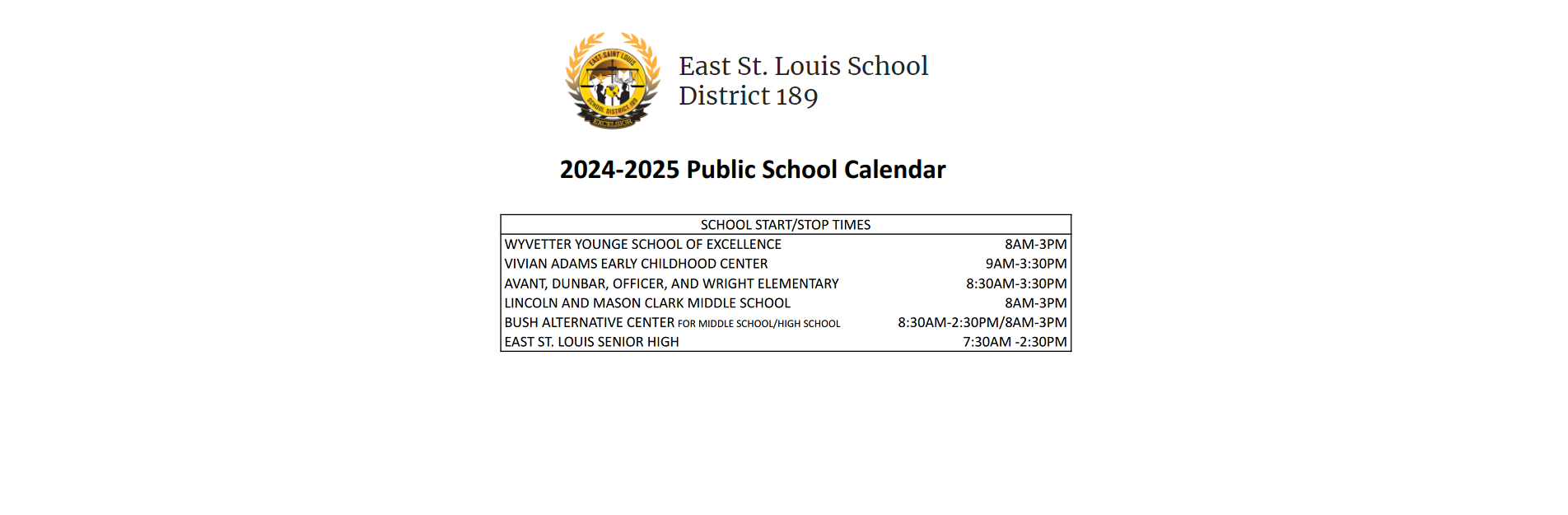 District School Academic Calendar Key for Vivian Adams Early Child Ctr