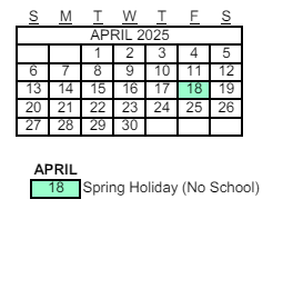 District School Academic Calendar for Evit Chandler High for April 2025