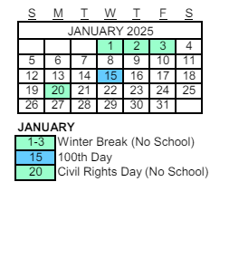 District School Academic Calendar for Evit Chandler High for January 2025