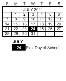 District School Academic Calendar for Evit Chandler High for July 2024