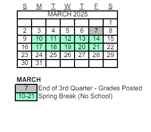 District School Academic Calendar for Evit Chandler High for March 2025