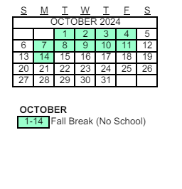 District School Academic Calendar for Evit Chandler High for October 2024