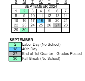 District School Academic Calendar for Evit Chandler High for September 2024