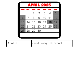 District School Academic Calendar for Matthews Elementary School for April 2025