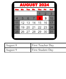 District School Academic Calendar for Matthews Elementary School for August 2024
