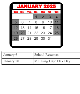 District School Academic Calendar for Matthews Elementary School for January 2025
