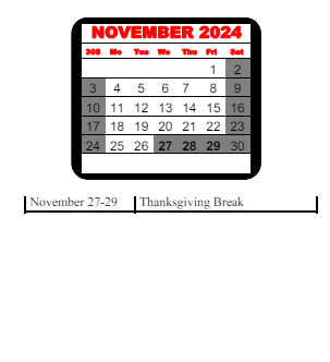 District School Academic Calendar for Matthews Elementary School for November 2024