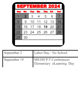 District School Academic Calendar for Matthews Elementary School for September 2024