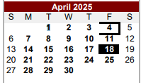 District School Academic Calendar for Edgewood Intermediate for April 2025