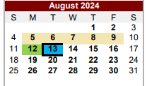 District School Academic Calendar for Alternative Center for August 2024