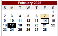 District School Academic Calendar for Cardenas Ctr for February 2025