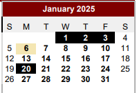 District School Academic Calendar for Edgewood Academy for January 2025