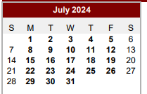 District School Academic Calendar for H B Gonzalez Elementary School for July 2024