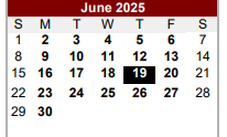District School Academic Calendar for E T Wrenn Middle School for June 2025