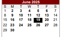 District School Academic Calendar for Edgewood Academy for June 2025