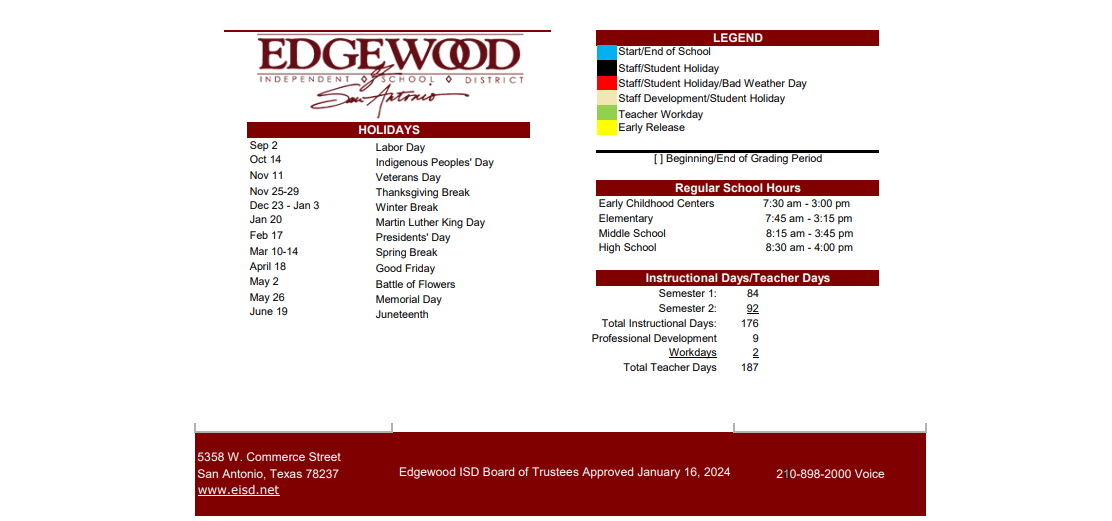 District School Academic Calendar Key for Memorial High School