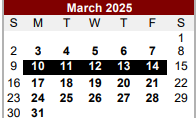 District School Academic Calendar for John F Kennedy High School for March 2025