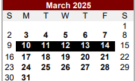 District School Academic Calendar for Van Zandt Ssa for March 2025