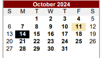 District School Academic Calendar for Cenizo Park Elementary School for October 2024